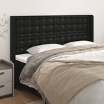 vidaXL Tête de lit avec oreilles Noir 203x16x118/128 cm Similicuir