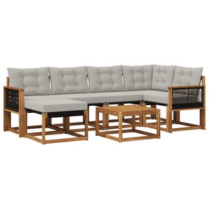 vidaXL Ensemble de canapés d'extérieur 7 pc Naturel et gris clair