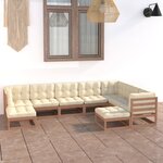 vidaXL Salon de jardin 9 Pièces avec coussins Marron miel Bois de pin