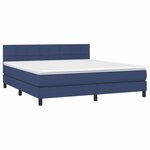 vidaXL Sommier à lattes de lit avec matelas LED Bleu 180x200 cm Tissu