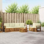 vidaXL Ensemble de canapés d'extérieur 7 Pièces Naturel et Crème