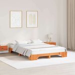 vidaXL Cadre de lit Marron cire 207 x 155.5 x 17 cm Bois massif en pin