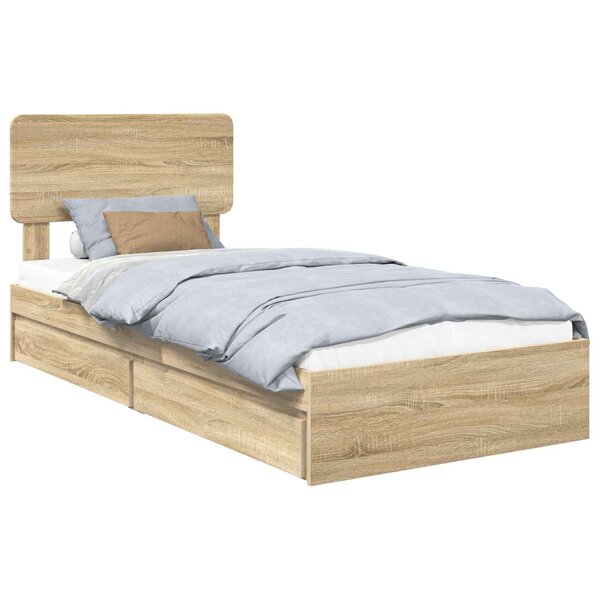vidaXL Lit de Rangement Chêne Sonoma 90 x 190 cm Bois d'ingénierie