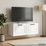 vidaXL Meuble TV mural Montage mural Blanc brillant 78 5 x 31 x 30 cm