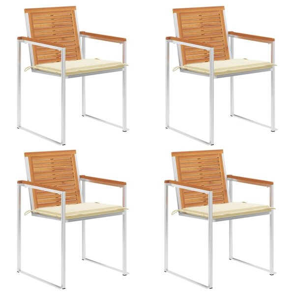 vidaXL Chaises de jardin 4 Pièces avec coussins Bois d'acacia massif