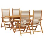 vidaXL Table de jardin pliante 5 Pièces Beige 160x85x75 cm