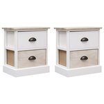 vidaXL 2 Pièces Tables de chevet Blanc et naturel 38x28x45 cm Paulownia
