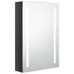 vidaXL Armoire de salle de bain à miroir LED noir brillant 50x13x70 cm