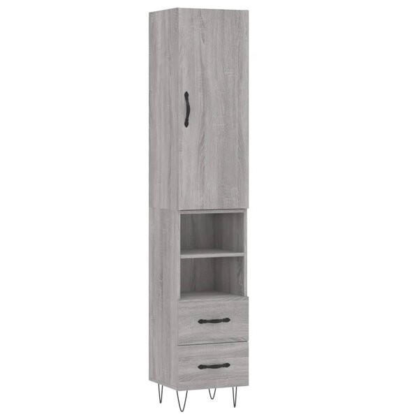 vidaXL Buffet haut Sonoma gris 34 5x34x180 cm Bois d'ingénierie