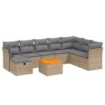 vidaXL Salon de jardin avec coussins 9Pièces mélange beige résine tressée
