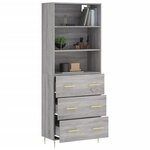 vidaXL Buffet haut Sonoma gris 69 5x34x180 cm Bois d'ingénierie