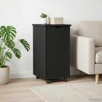 vidaXL Cabinet roulant Noir 34 x 39 x 65 5 cm Bois de Pin Massif
