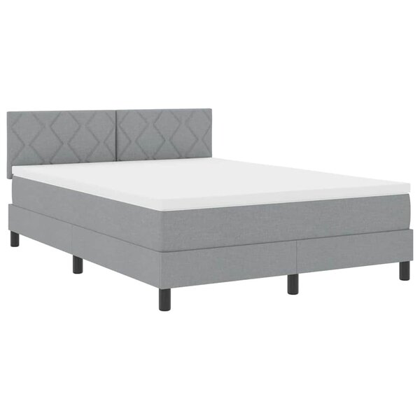 vidaXL Lit à ressorts avec matelas Gris clair 160 x 200 cm tissu