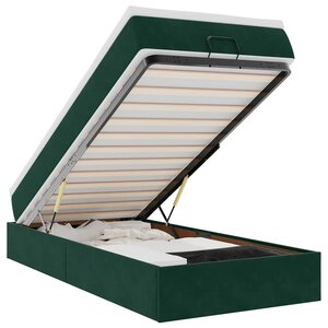 vidaXL Cadre de lit ottoman avec matelas vert foncé 90x190 cm velours