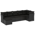 vidaXL Salon de jardin 7 Pièces avec coussins noir résine tressée