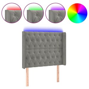 vidaXL Tête de lit à LED Gris clair 103x16x118/128 cm Velours