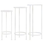 vidaXL Support de plantes 3 Pièces Style vintage Métal Blanc antique