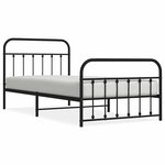 vidaXL Cadre de lit métal sans matelas et pied de lit noir 100x200 cm
