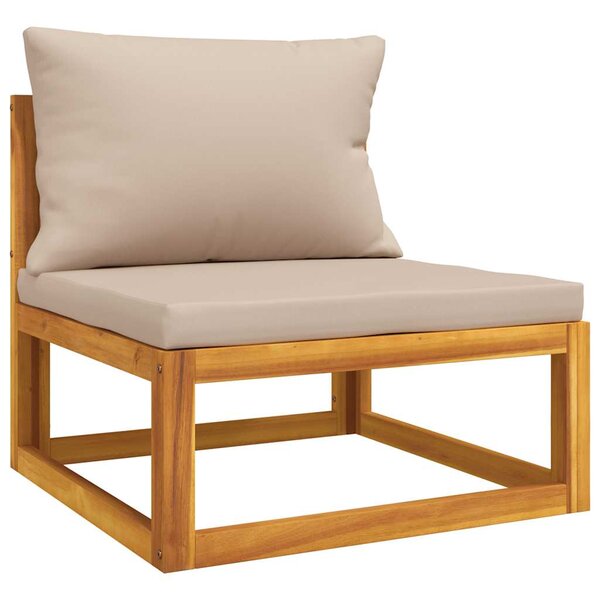 vidaXL Canapé central de jardin et coussins taupe bois massif d'acacia