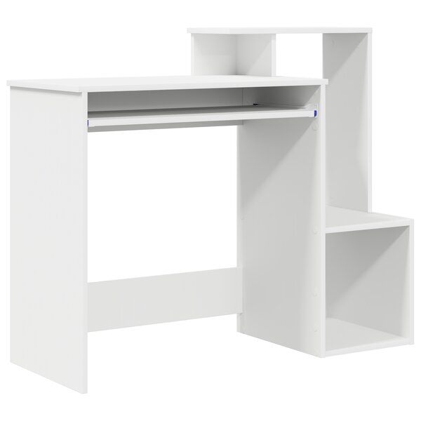 vidaXL Bureau blanc Blanc Panneau d'aggloméré Standard Rangement