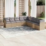 vidaXL Salon de jardin avec coussins 9 Pièces beige résine tressée