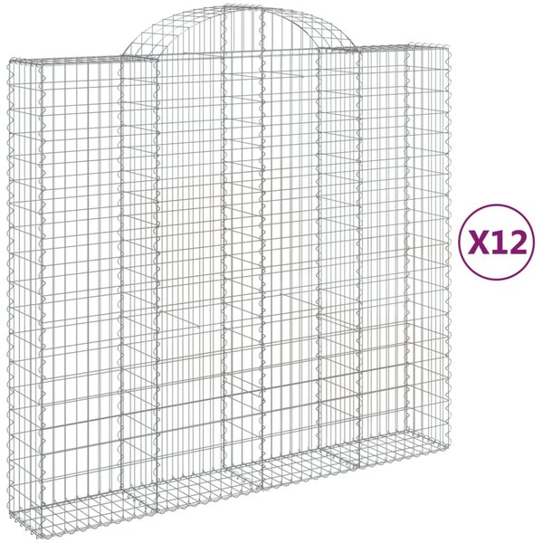 vidaXL Paniers à gabions arqués 12 Pièces 200x50x180/200 cm Fer galvanisé