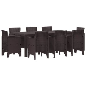 vidaXL Ensemble de salle à manger pour jardin 9 Pièces Marron