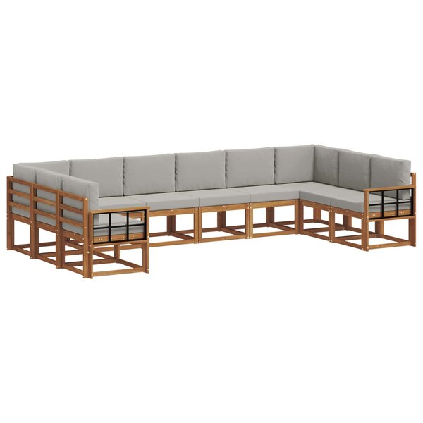 vidaXL Ensemble de canapés d'extérieur 10 pc Gris Naturel et Clair