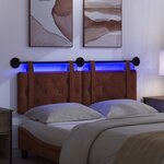 vidaXL Tête de lit suspendue Avec lumière LED Brun Brillant PU antique