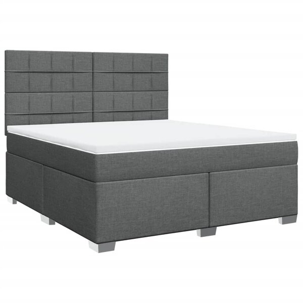 vidaXL Sommier à lattes de lit avec matelas Gris foncé 180x200cm Tissu