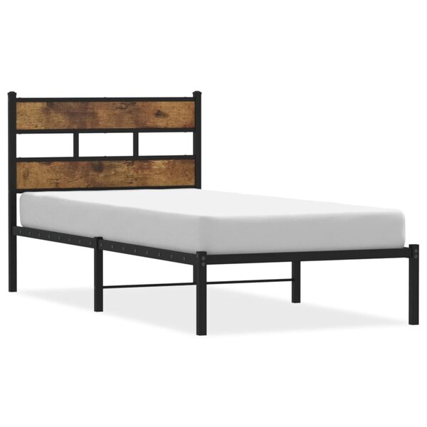 vidaXL Cadre de lit en métal sans matelas chêne fumé 100x190 cm