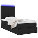vidaXL Lit de rangement LED avec matelas Noir 90 x 200 cm Tissu