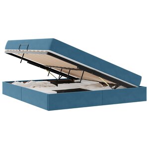 vidaXL Lit avec rangement et matelas Bleu foncé 160 x 200 cm Velours