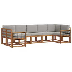 vidaXL Ensemble de canapés d'extérieur 7 pc Naturel et gris clair