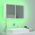 vidaXL Armoire à miroir de bain à LED Blanc brillant Acrylique