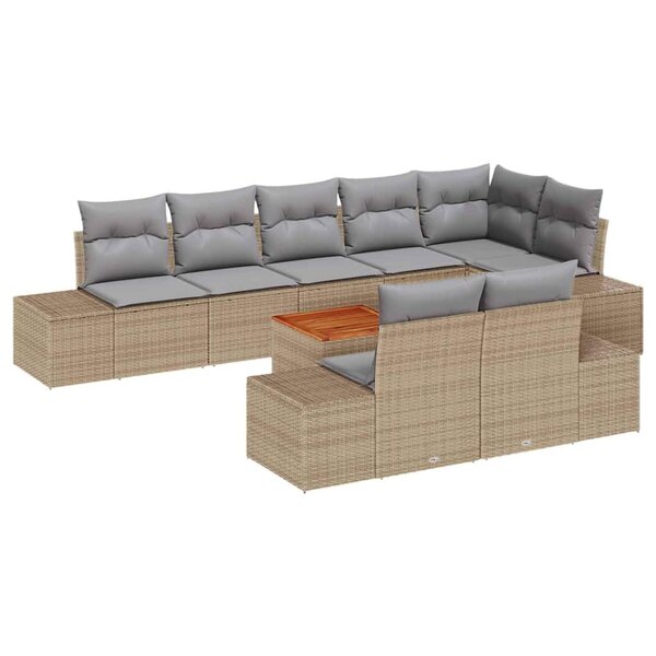 vidaXL Ensemble de canapé de jardin 9 Pièces beige et gris clair
