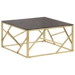 vidaXL Table basse doré acier inoxydable et verre trempé