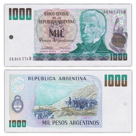 Billet de Collection 1000 Pesos 1983-1985 Argentine - Neuf - P317b - série D (1984)