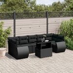 vidaXL Salon de jardin 8 Pièces avec coussins noir résine tressée