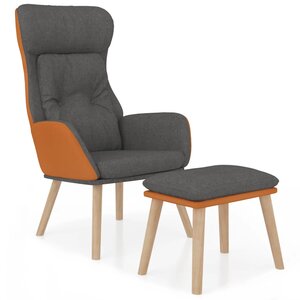 vidaXL Chaise de relaxation repose-pied Gris foncé Similicuir et tissu
