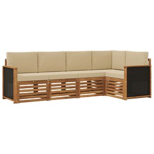 vidaXL Ensemble de canapé d'angle avec coussin 4 Pièces Naturel