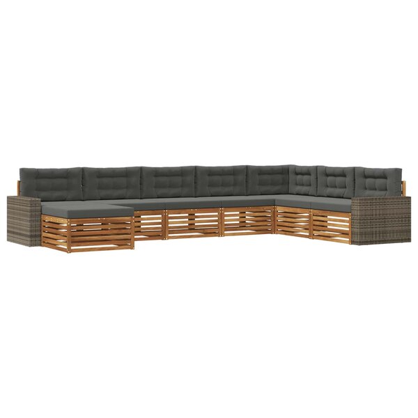 vidaXL Ensemble de canapés d'extérieur 8 pc Naturel et Anthracite