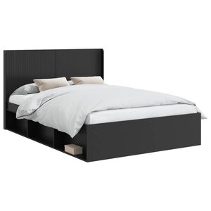 vidaXL Cadre de lit avec rangement et tête de lit Noir 120 x 190 cm