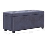 vidaXL Pouf de rangement 87 5 cm Gris Similicuir daim