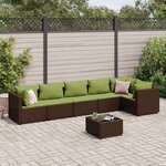 vidaXL Salon de jardin avec coussins 7 Pièces marron résine tressée