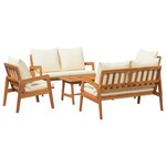 Ensemble Bistro 5 pièces avec coussins en bois d'acacia massif