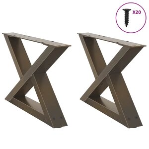 vidaXL Pieds de table basse 2 pièces Acier naturel 60 x (30-31 3) cm Acier