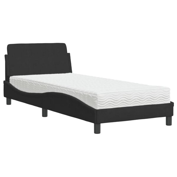 vidaXL Lit avec matelas Dover noir 80x200 cm velours