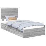 vidaXL Lit de Rangement Gris Sonoma 75 x 190 cm Bois d'ingénierie