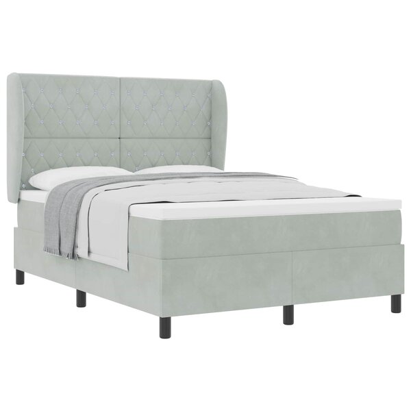 vidaXL Lit à ressorts avec matelas Gris clair 200 x 160 cm Polyester